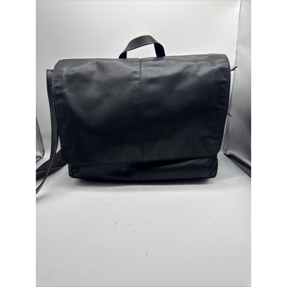 Vtg Coach Messenger Bag Black Leather Legacy Flap Briefcase Crossbody Bag Set - Picture 1 of 16